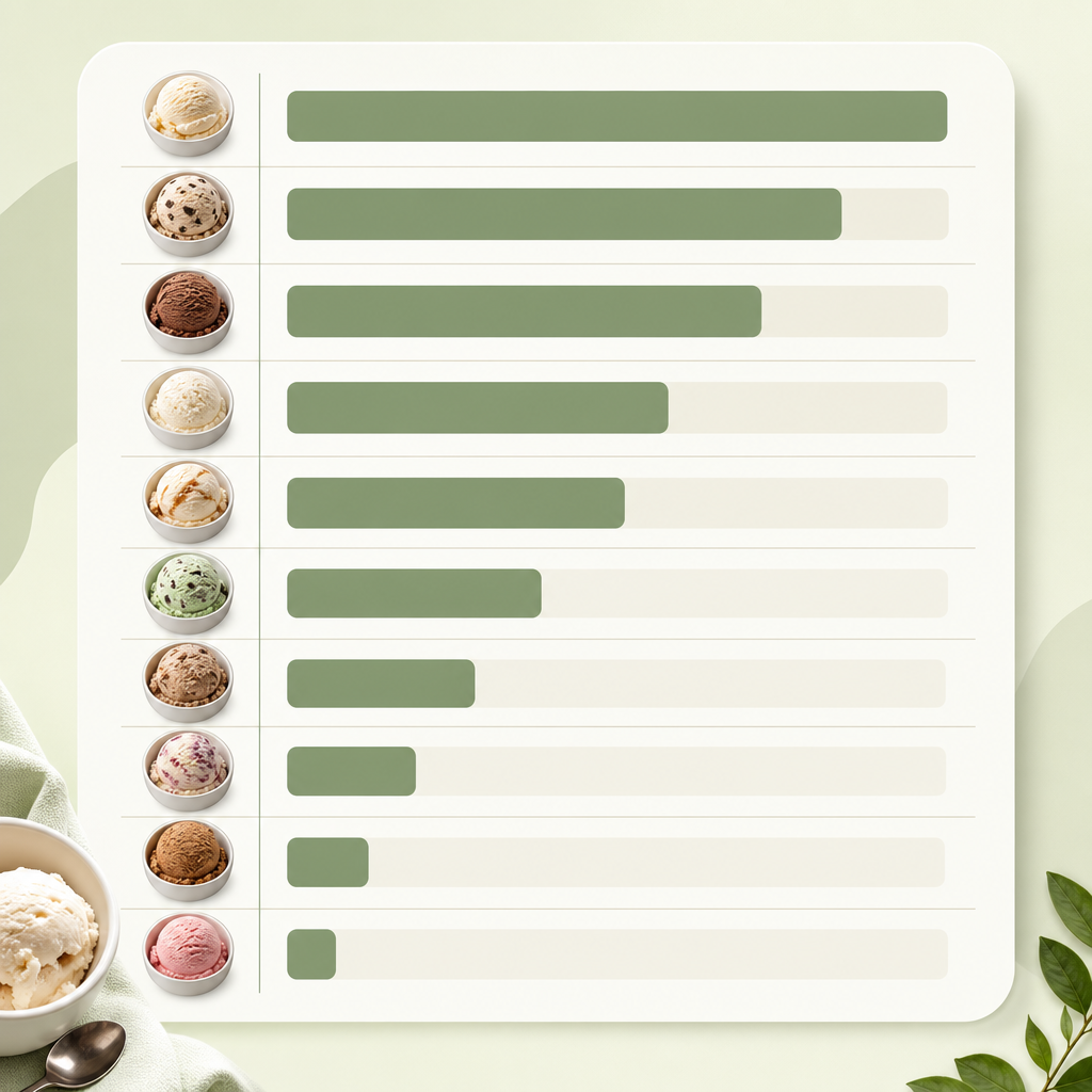 version of this table titled "10 ice cream brands ranked by satiety per calorie" with each row's protein-per-100-cal value plotted as a bar.