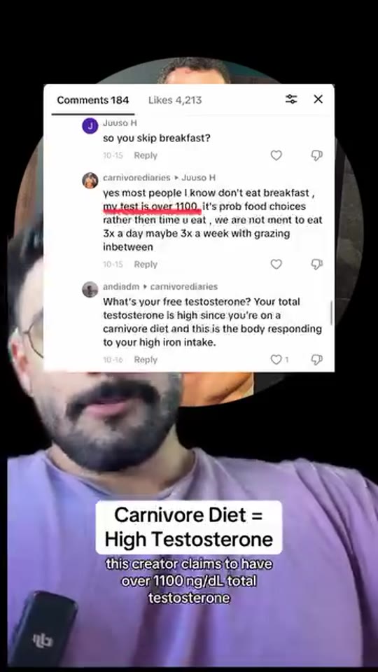 @onehottrail's carnivore diet testosterone claims, fact-checked